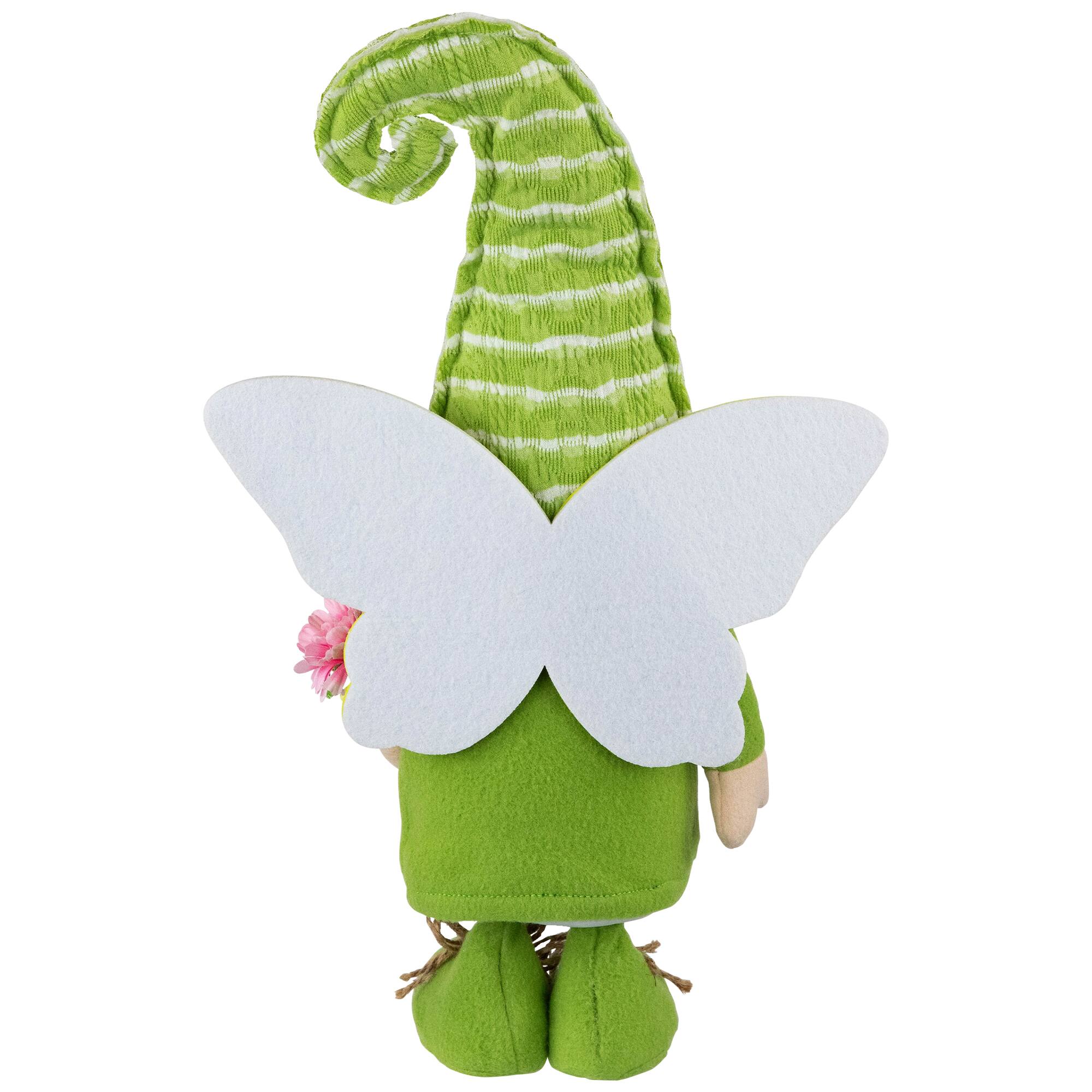 16" Green & Yellow Butterfly Gnome Spring Figurine